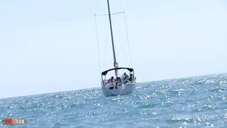 Anal gonzo at the beach with French Mandy Layne