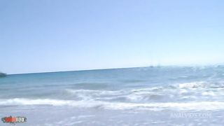Anal gonzo at the beach with French Mandy Layne