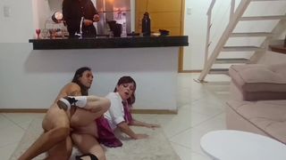 SHE FUCKS HER BROTHER-IN-LAW IN FRONT OF THE CUCKOLD