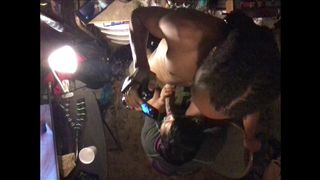 CEILING VIEW OF A BIG BREAST AND BOOTY GIRL SUCKING BBC THAT ENDS IN A FACIAL