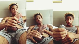 TITUS STROKES HIS BBC IN YOUR FACE & CUMS THROUGH HIS BRIEFS!