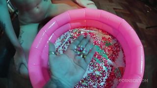 Strawberry syrup enema & messy fun