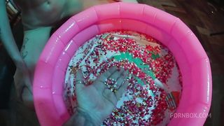 Strawberry syrup enema & messy fun