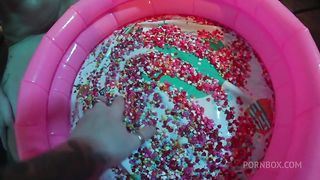Strawberry syrup enema & messy fun