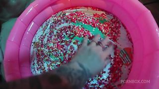 Strawberry syrup enema & messy fun
