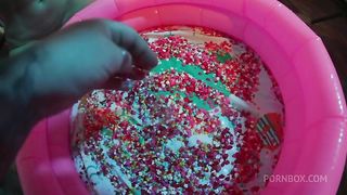 Strawberry syrup enema & messy fun