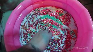 Strawberry syrup enema & messy fun