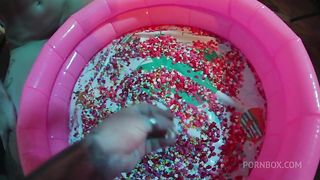 Strawberry syrup enema & messy fun