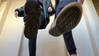 DOUBLE POV SPITTING AND DIRTY SNEAKER SOLES WORSHIP