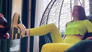 LICKING DIRTY SNEAKER SOLES WITH FACE BUSTING AND FOOT GAGGING FEMDOM