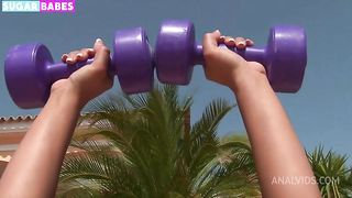 Fitness Anal fingering with Angel Rivas