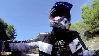 With her huge natural tits she gets ass fucked on the quad