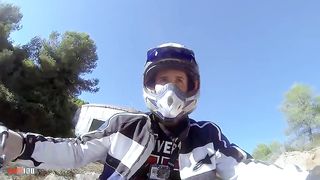 With her huge natural tits she gets ass fucked on the quad