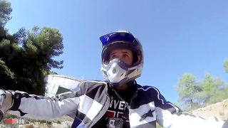 With her huge natural tits she gets ass fucked on the quad