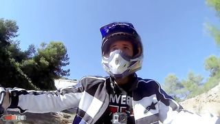 With her huge natural tits she gets ass fucked on the quad