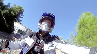 With her huge natural tits she gets ass fucked on the quad