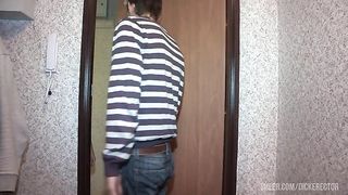 Slim teen analyzed in the kitchen