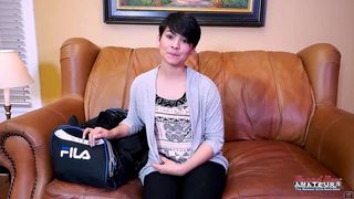 PETITE HORNY BRUNETTE JAE SCOTT GETS HER PUSSY POUNDED AND LICKED!