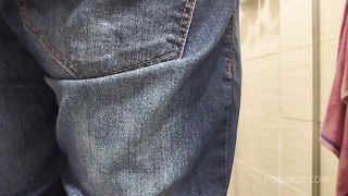 Wife teased the electrician and fucked in the shower hidden from her husband