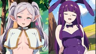 MOANING FRIEREN AND FERN COWGIRL SEX POV WITH CREAMPIE/SQUIRTING