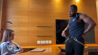 PETITE OFFICE SLUT TAKES ASS TO MOUTH BBC