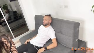 My naughty roommate gets pussy and ass fucked till I cummed on her tits
