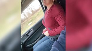 VIBRATING PANTIES AND COCK PLAY IN THE CAR