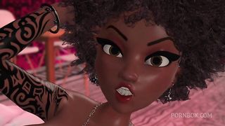 Ebony takes D24 and turns her phat pussy into a bbc to fuck her lover's big juicy bubble butt