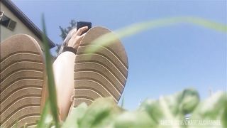 Chantal and her hot barefoot on the sunrise