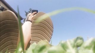 Chantal and her hot barefoot on the sunrise