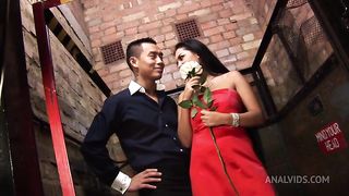 Formal British Brunette With Big Tits Gets Plowed In The The Lift
