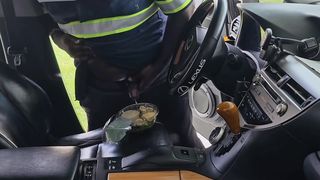 OMG!!! Female customer caught the food Delivery Guy jerking off on her Caesar salad (in Car)