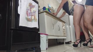 Fucking hot stepmother in the kitchen