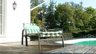 Sexy natural blonde has anal sex in the garden at sunset