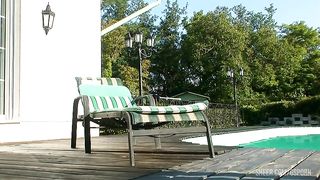 Sexy natural blonde has anal sex in the garden at sunset