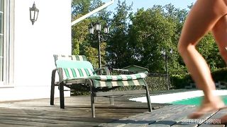 Sexy natural blonde has anal sex in the garden at sunset