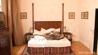 Nice foursome with black and white cocks fuckin the ass of brunette