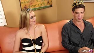 BLONDE BEAUTY TEEN WITH PIGTAILS AND GLASSES PICK UP AND TALK TO FUCK HER FIRST WHITEZILLA MONSTER COCK AT CASTING