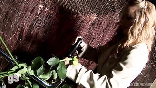 Anal four some with lesbian strapon and rough cocks