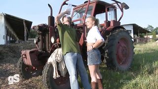 Hot blonde farm girl like hot anal sex in nature with deep ass fuck