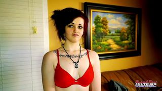 INKED HOTTIE MARCIE MASTURBATES AND GETS HER MUFF DEEPLY FINGERED!