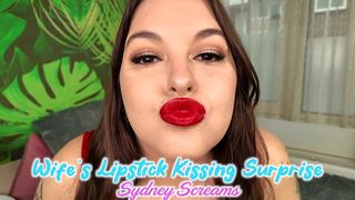 WIFE S LIPSTICK KISSING SURPRISE - YOUR WIFE SYDNEY SCREAMS FOUND YOUR LIPSTICK FETISH PORN AND SURPRISES YOU WITH YOUR OWN EXPERIENCE - LIPSTICK KISSING, POV KISSING, HOUSEWIFE