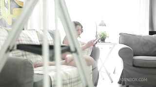 Hot Russian Teen Gets a Hard Cock Wearing White Stockings