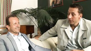 Hot blonde maid like at two hard cock guys for anal sex