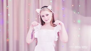 Maid cat girl serves big owner's cock
