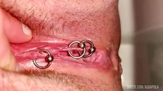 My first time Haired Pussy Pee and Moving Clit and Asshole