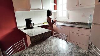 POV - Very Myller - young brunette girl farts a big cumshot from her ass - 4K