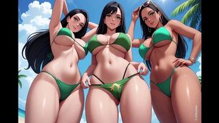 DESI AUNTY INDIAN DANCE ON BEACH (AI ANIMATION)