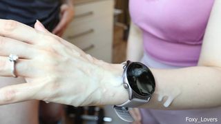 CUMSHOT ON SMARTWATCH - FITNESS HANDJOB PUNISHMENT