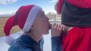 SANTA CLAUS GIVES ME AN ANAL CREAM PIE 8 INCH BIG DICK DEEP THROAT IN THE SNOW